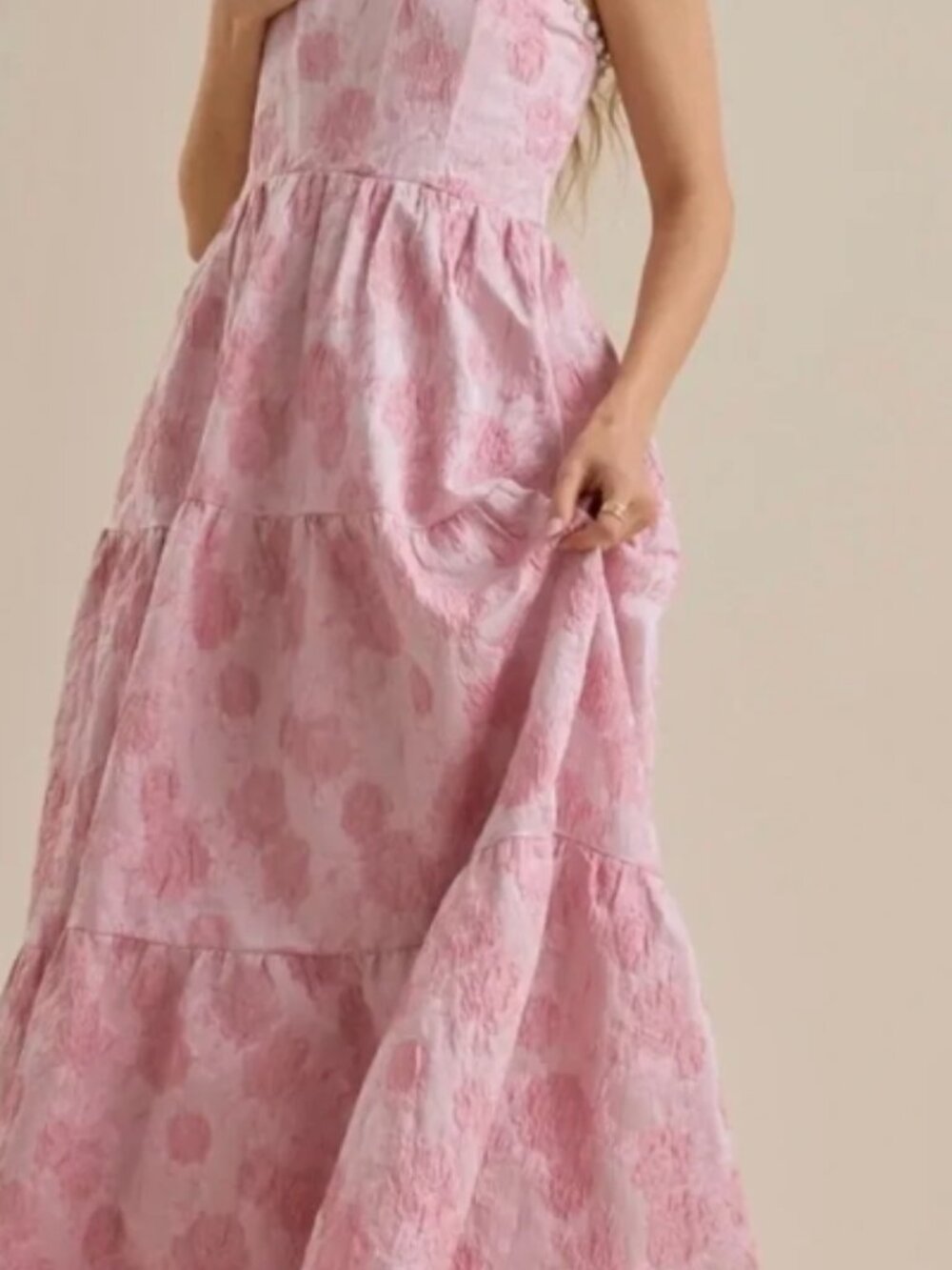 Altar'd State Pink Floral Beaded Sweetheart Formal Dress Size XS Skye NEW